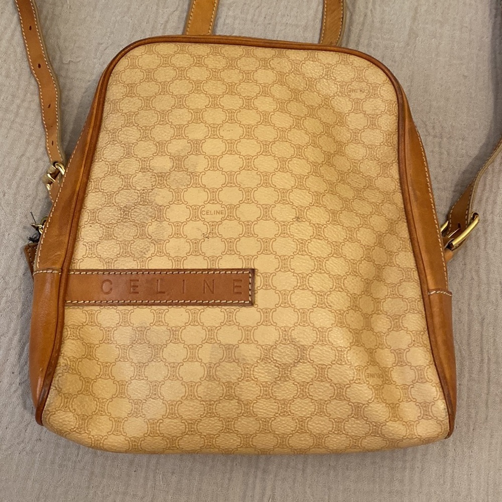 Celine Vintage Tan Backpack Elegant and Functional - Picture 2 of 13